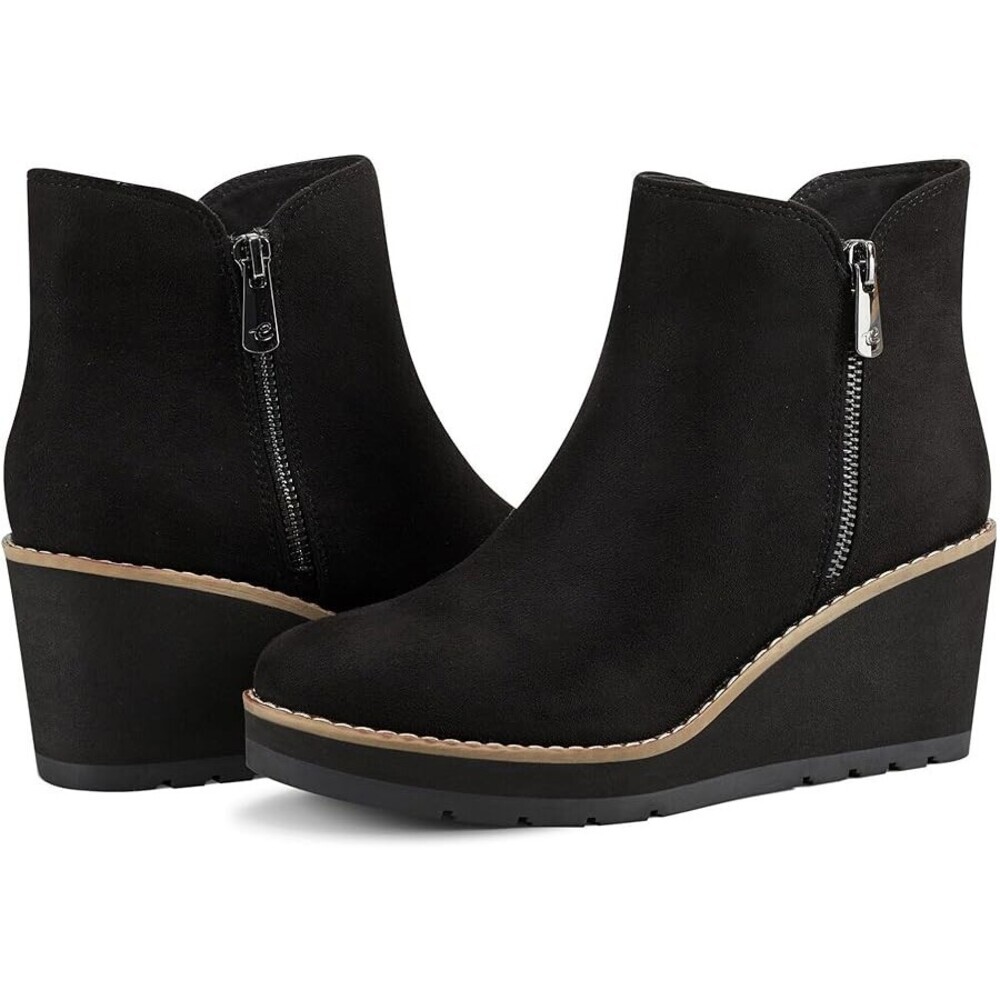 Easy Spirit Jayda Boots Women's US 6 Black Suede Wedge Heel Ankle Bootie LION75